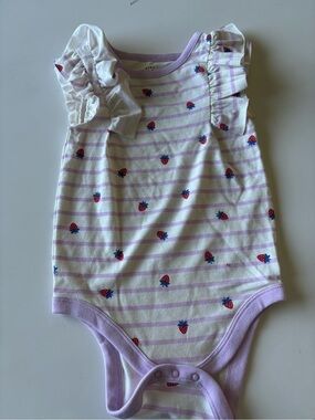 Cat & Jack Lavender Stripe Strawberry Baby Onesie